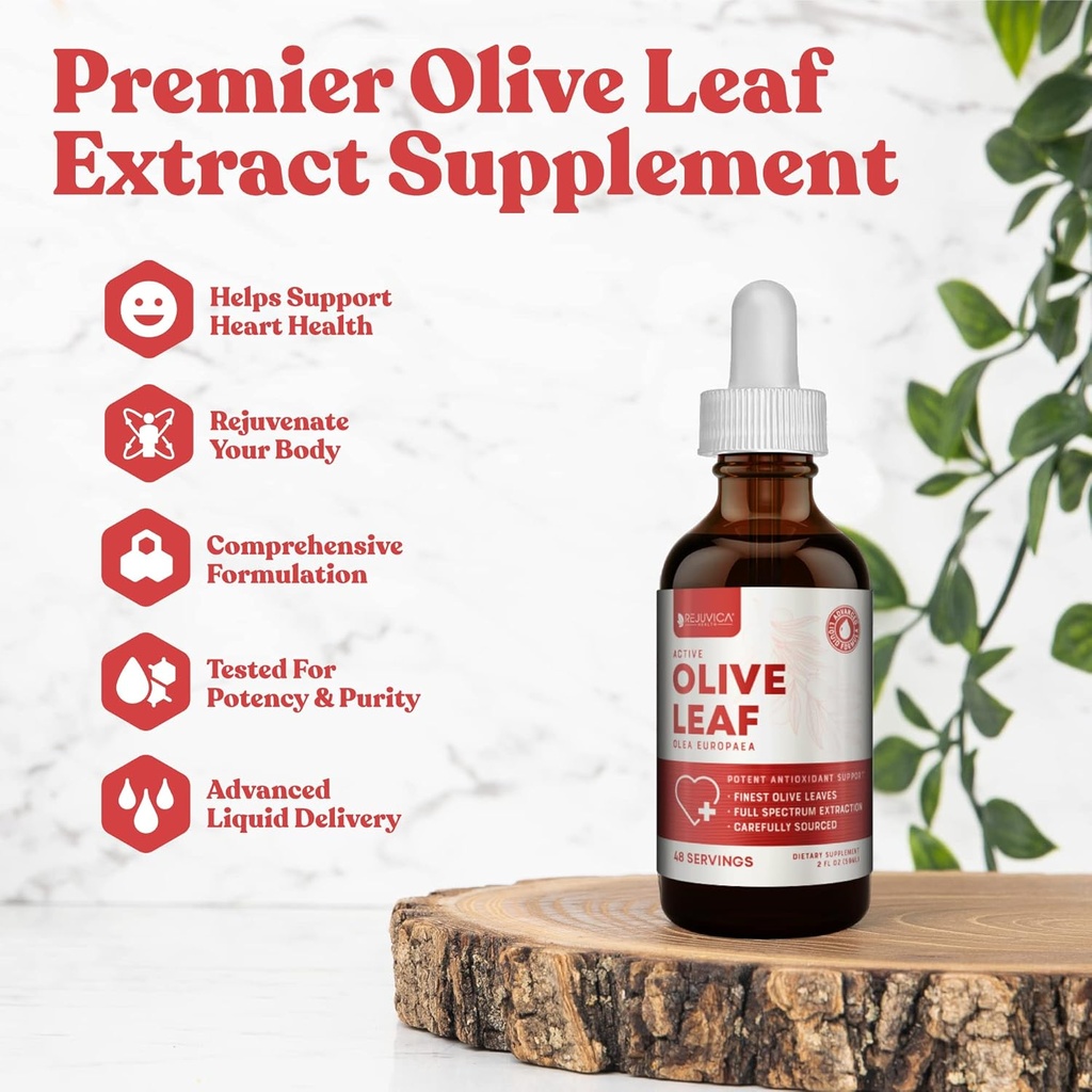 Extrait actif de feuille d'olive de Rejuvica se produisant naturellement Oleuropein gouttes liquides pour l'immuno-soutien cardiaque