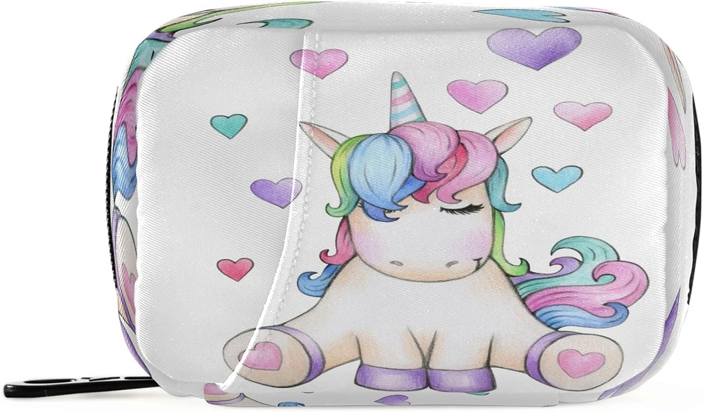 Fantasy Animal Licorne Pill Box 7 Day Pill Case Travel Pill Organizer Bag avec zipper Portable Weekly Case Taille compacte pour le support de supplément de vitamine