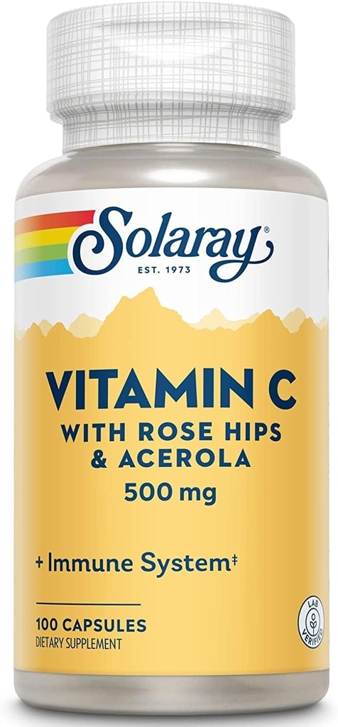Solaray C w/Rose HIPS & Acerola, Capsule (Btl-Plastique) 500mg