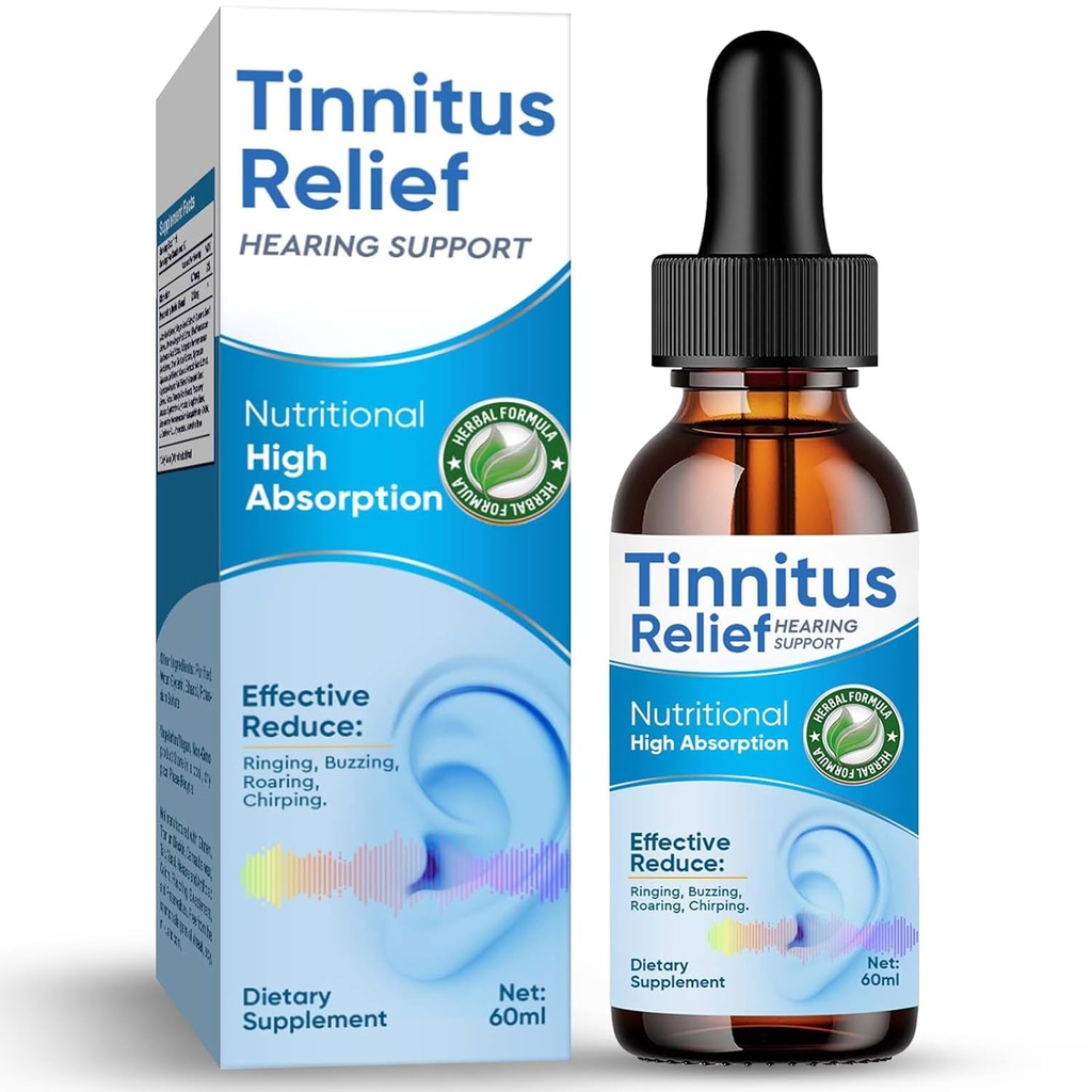 Acouphène Relief for Ringing Ears, Natural Ingredients Acouphène Relief Ear gouttes for Ear Infection, Herbal Eardrops for Adults, Children,Reduce Ear Bruit & Améliore Hearing,60ml-Blue