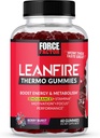 Force Factor LeanFire Thermo Gummies with B12 Vitamins, Caffeine, & Green Coffee Bean, Boost Energy, Metabolism, Endurance, Stamina, Motivation, Focus, & Performance, Pre Workout Gummies, 60 Gummies