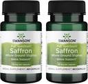 Swanson Full Spectrum Safran (Whole Ground Stigmas)-Herbal Supplément Promotion de l'humeur naturelle Support et gestion du stress - Supplément Safran espagnol biologique-(60 Capsules Veggie, 15mg Chaque) 2 Pack