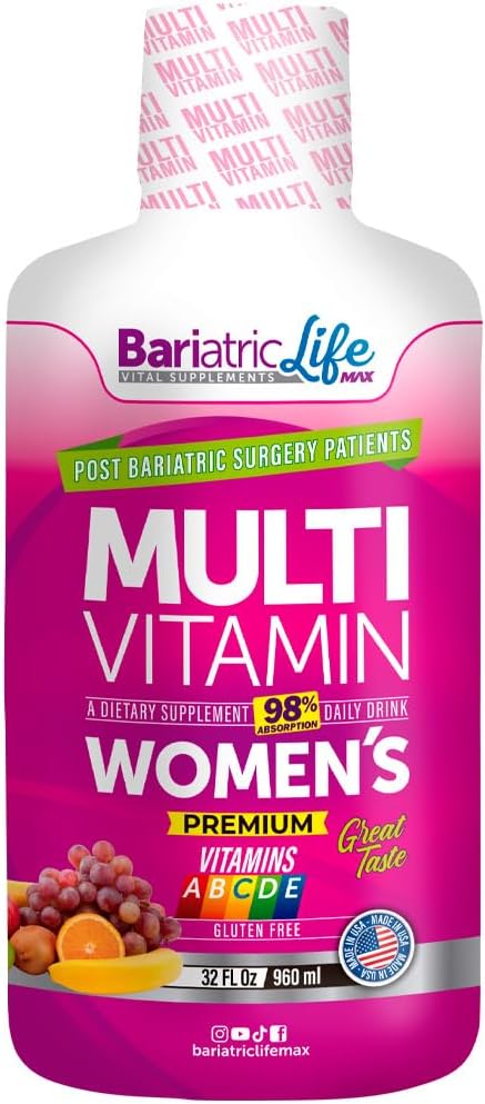 Multivitamine bariatrique pour femmes avec fer, formule post-chirurgie complète, 100+ vitamines, minéraux et acides aminés, sans sucre. 98% Taux d'absorption, soutient l'énergie, les muscles et la santé cardiovasculaire