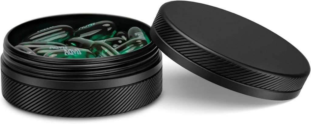 Petite coque à pilules, boîte à pilules en métal durable, étanche et imperméable pour le voyage et l'utilisation quotidienne, porte-vitamine portable pour poche, Purse - Noir