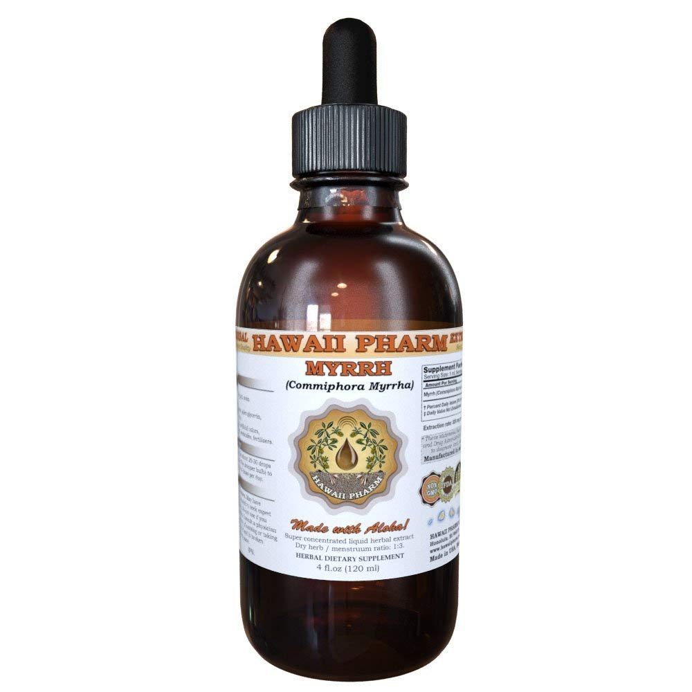 Hawaii Pharm Myrrh Liquid Extract, Myrrh biologique (Commiphora myrrha) Tecture Herbal Supplément, Fabriqué aux États-Unis, 4 fl.oz
