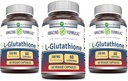 Formules étonnantes Réduction L-Glutathion Supplément de 500 Mg par portion 60 Capsules Véggies , sans OGM , sans gluten , Fabriqué aux États-Unis (Pack de 3)