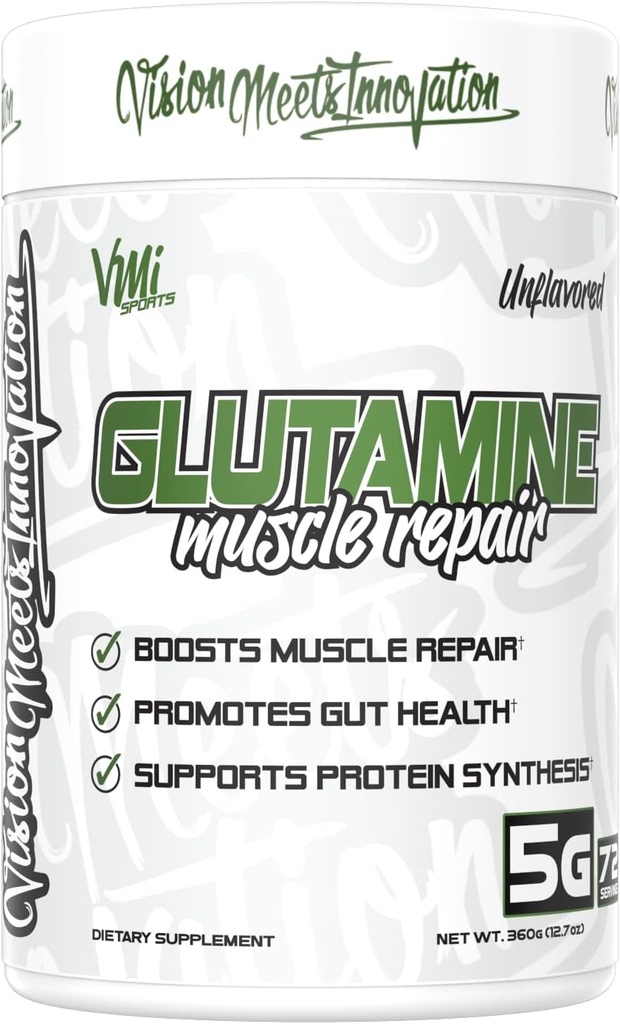 VMI Sport Glutamine Muscle Repair Poudre Pure L-Glutamine.Réparation et récupération musculaires – Santé Gut – Synthèse des protéines.