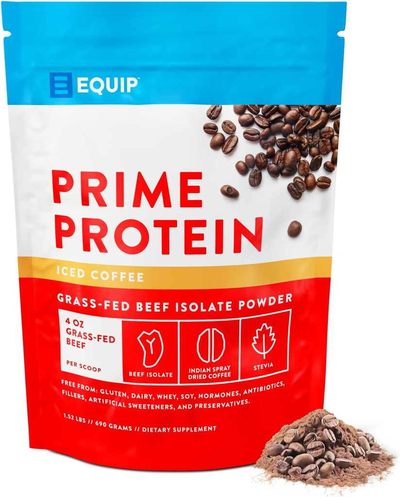 Equip Foods Prime Protéines Poudre de pur, Grass Fed Protéines de boeuf Poudre de carnivore Protéines Isolée de Paléo, Keto Friendly, Gluten & Dairy Free