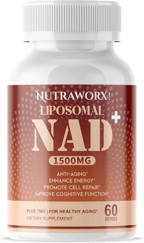 Nutraworx Liposomal NAD+ - Supplément avec TMG pour le bien-être quotidien - 60 Softgels