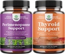 Ensemble de complément Periménopause avec Maca Root Vitex Berry & Black Cohosh pour les flashs chauds Sweats de nuit Hormone Balance & Mood and Thyroïde Support avec L Tyrosine Bladderwrack Selenium & Ashwagandha