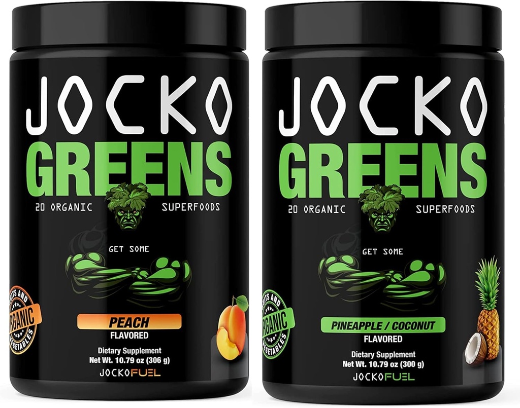 Jocko Fuel Greens Powder Bundle - Greens & Superfood Powder for Healthy Green Juice - Keto Friendly with Spiruline, Chlorella, Enzymes digestifs et probiotiques - 60 portions
