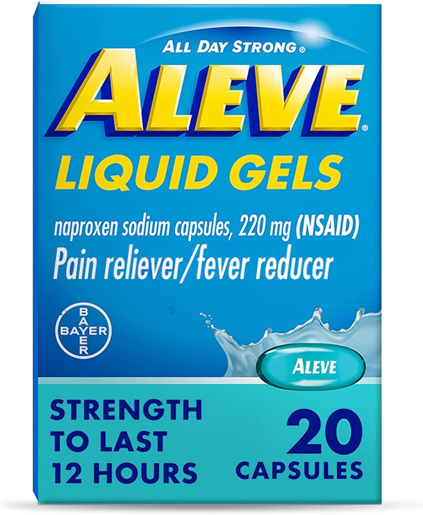 Aleve Pain Reliever & Fever Reducer Gels liquides, Naproxène de sodium, soulagement de la douleur, 20 Compte