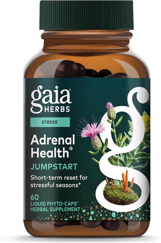 Gaia Herbs Jump Start - Aide à maintenir des niveaux d'énergie et de stress sains - avec Cordyceps, Schisandra, Rhodiola et réglisse - 60 phytocapsules liquides végétaliens (30 jours d'approvisionnement)