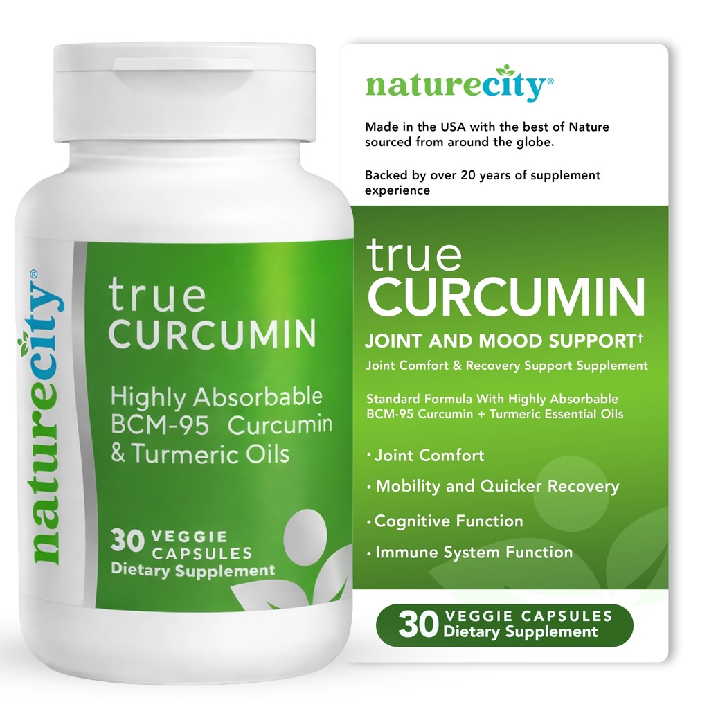 NatureCity True-Curcumin Supplément curcuma hors OGM Tumérium et Curcuma 500mg Capsules Curcuma Suppléments vitaminiques.