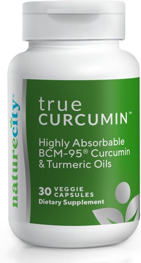 NatureCity True-Curcumin Turmeric Supplement | Non-GMO Tumeric and Curcumin 500mg Curcuma Capsules Vitamin Supplements | Up to 700% Increase in Absorption (30 Day Supply) | Supports Joints