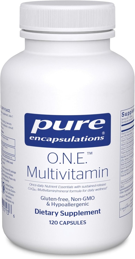 Encapsulations pures Multivitamine O.N.E. - Multivitamine une fois par jour avec la métafoline complexe antioxydante, la coQ10 et la lutéine pour soutenir la vision, la fonction cognitive et la santé cellulaire* - 120 capsules