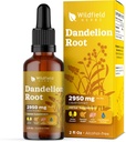 Dandelion gouttes d'extrait de racine 2000mg (Taraxacum officinale L.) Supplément à base de plantes Absorbe mieux que les capsules, 1 mois d'approvisionnement, 84 portions, teinture sans alcool - 2 Oz, boîte de 1