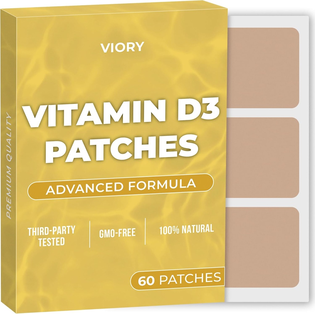D3 Patchs (paquet de 60) - 100% naturel Patch D pour les femmes et les hommes - avec Calcium, Magnésium, K2 - Immune et soutien corporel - Formule améliorée