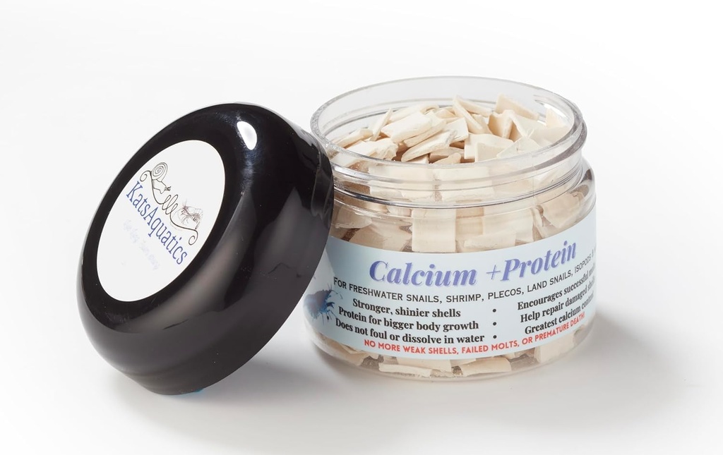 Calcium + Protéines, pour les coquilles fortes, les moules en bonne santé, 100% naturels, ne se dissolvent pas dans l'eau, Sinking rapide pour les crevettes aquatiques, escargots, plécos et plus! Biologiste fabriqué aux États-Unis