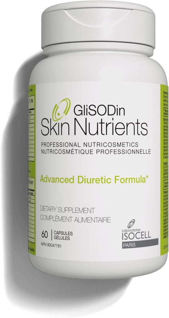 Glisodin Diuretic - Nutraceutical enhances Natural Drainage to Reduce The Swelling associated with Fluid Retention - Has Purification Properties That Assist in eliminating toxins - 60 Capsules