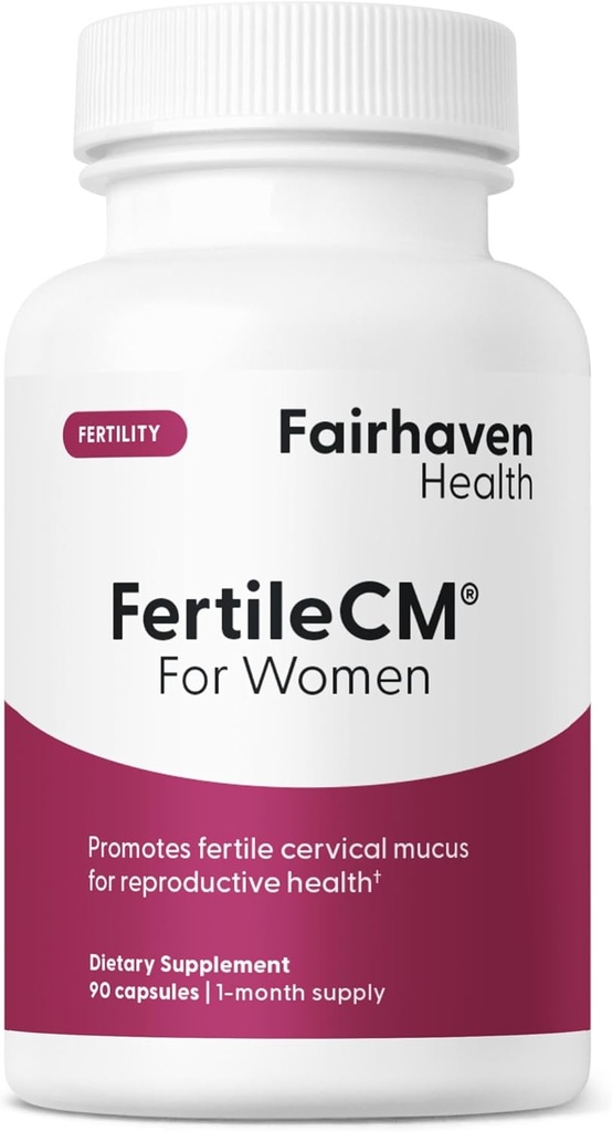 Santé équitable FertileCM Supplément de fertilité pour les femmes, Capsules - Mucus cervical fertile, Cycle d'ovulation, Comprend L-Arginine, N-acétyl-Cystéine, Extrait de graines de raisin et Vitamine C - 90 Capsules