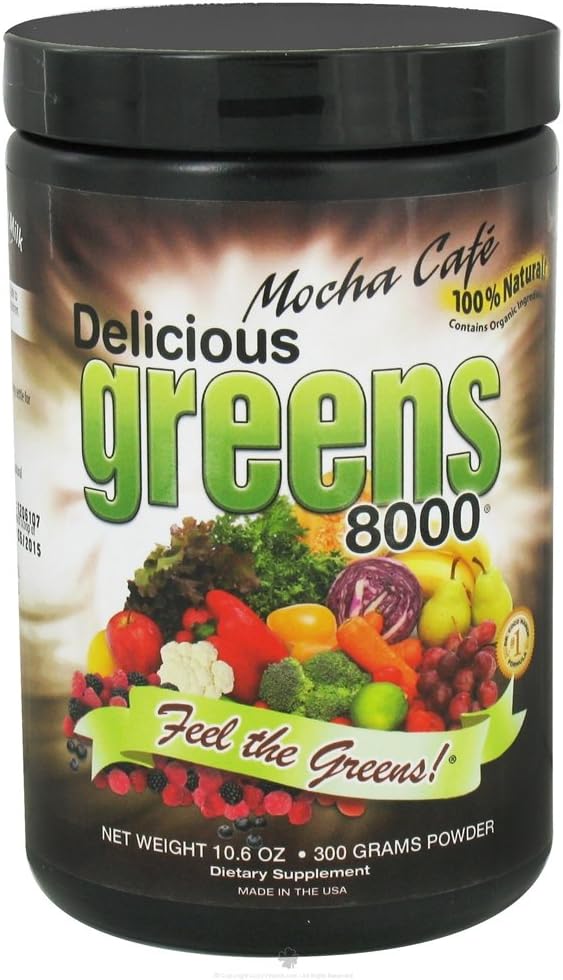 Delicious Greens 8000 Supplément alimentaire vert, Mocha Cafe, 10.6 Ounce