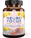 Supplément Brain Booster Gingko Biloba - Nootropics pour l'esprit, la concentration, la mémoire, la clarté avec Bacopa Monnieri, St. Johns Wort - 30 Capsules Brain Food