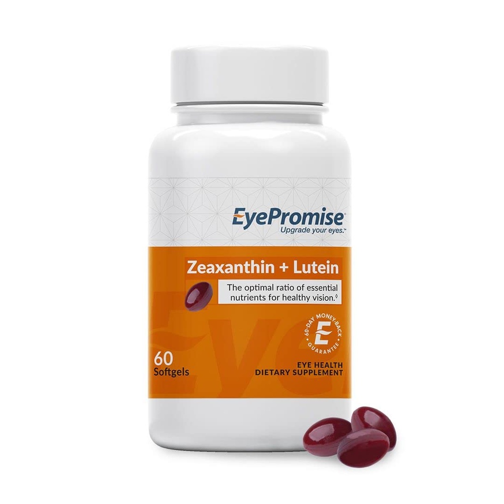 EyePromise Zeaxanthin + Lutein Vitamine oculaire - 60 Capsules Softgels faites avec des ingrédients naturels pour les régimes alimentaires incluant sans gluten et végétarien - Protégez et améliorez complètement votre santé oculaire