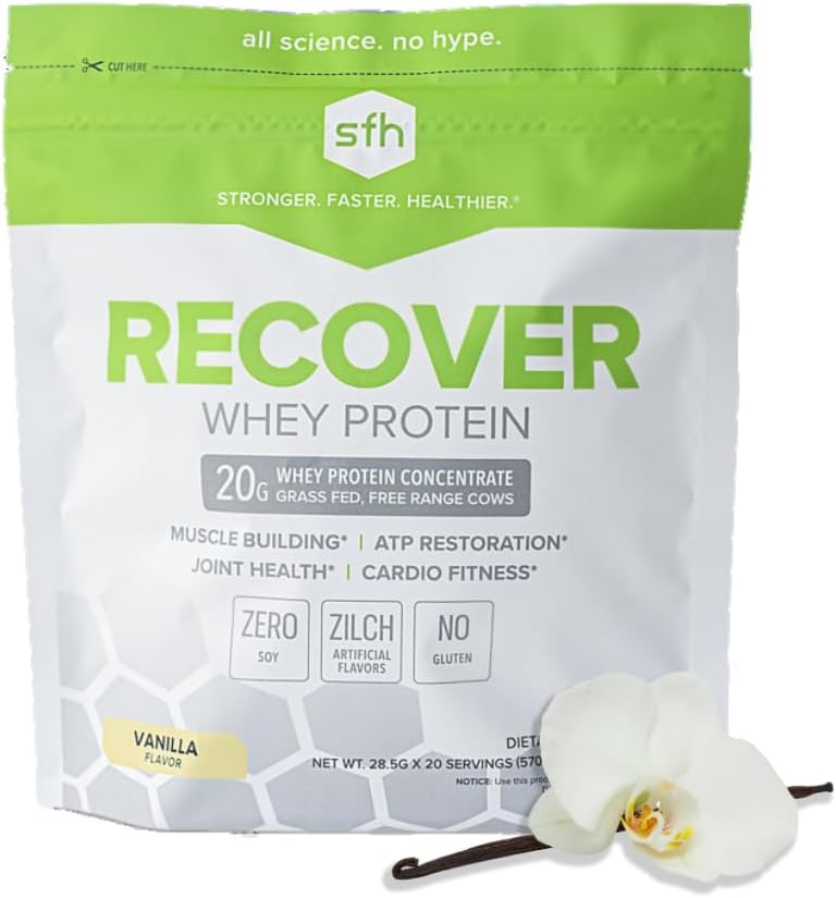 SFH Recover Whey Protein Powder (Vanilla) Great Tasting Grass Fed Whey for Post Workout | All Natural | No Soy, No Gluten, No RBST, No Artificial Flavors (20 Serving Bag)