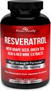 Supplément Resveratrol - 1400mg Formule de force supplémentaire avec extrait de graines de raisin, extrait de thé vert, extrait de vin rouge - 60 capsules de légumes