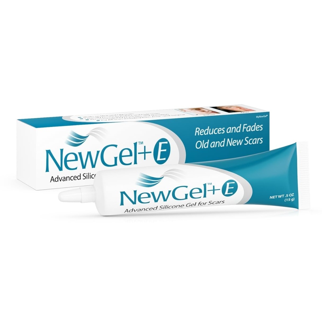 Gel de cicatrice de silicone haute puissance avancé avec vitamine E pour les vieilles, nouvelles cicatrices, chirurgie, kéloïdes, brûlures et cicatrices blemish faciales, NewGel Plus par MyNewGel (15 grammes) - 0,50 oz