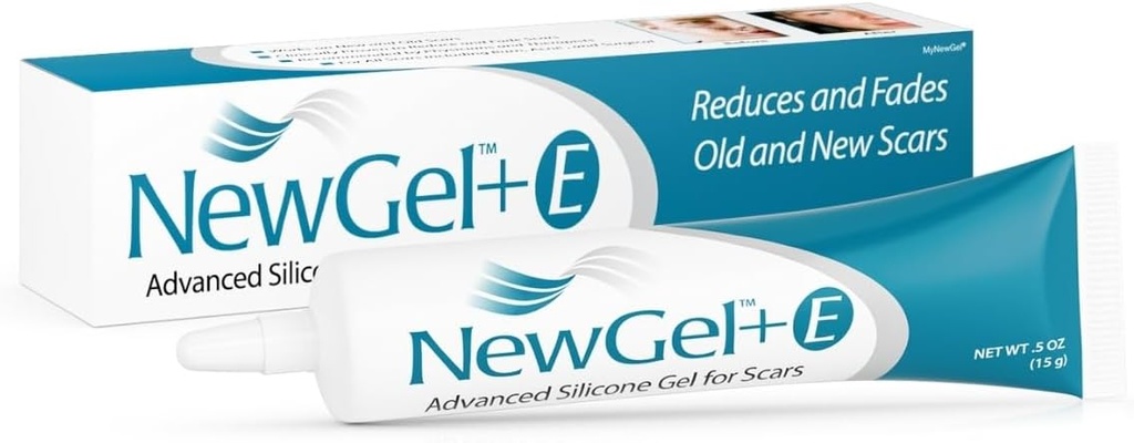 Gel de cicatrice de silicone haute puissance avancé avec vitamine E pour les vieilles, nouvelles cicatrices, chirurgie, kéloïdes, brûlures et cicatrices blemish faciales, NewGel Plus par MyNewGel (15 grammes) - 0,50 oz