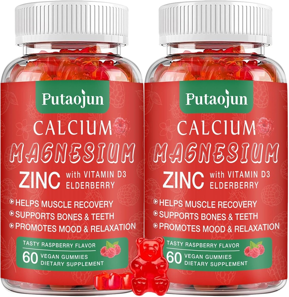 Haute absorption Calcium Magnésium Zinc Gommies, sans sucre Calcium Magnésium supplément de zinc avec D3.