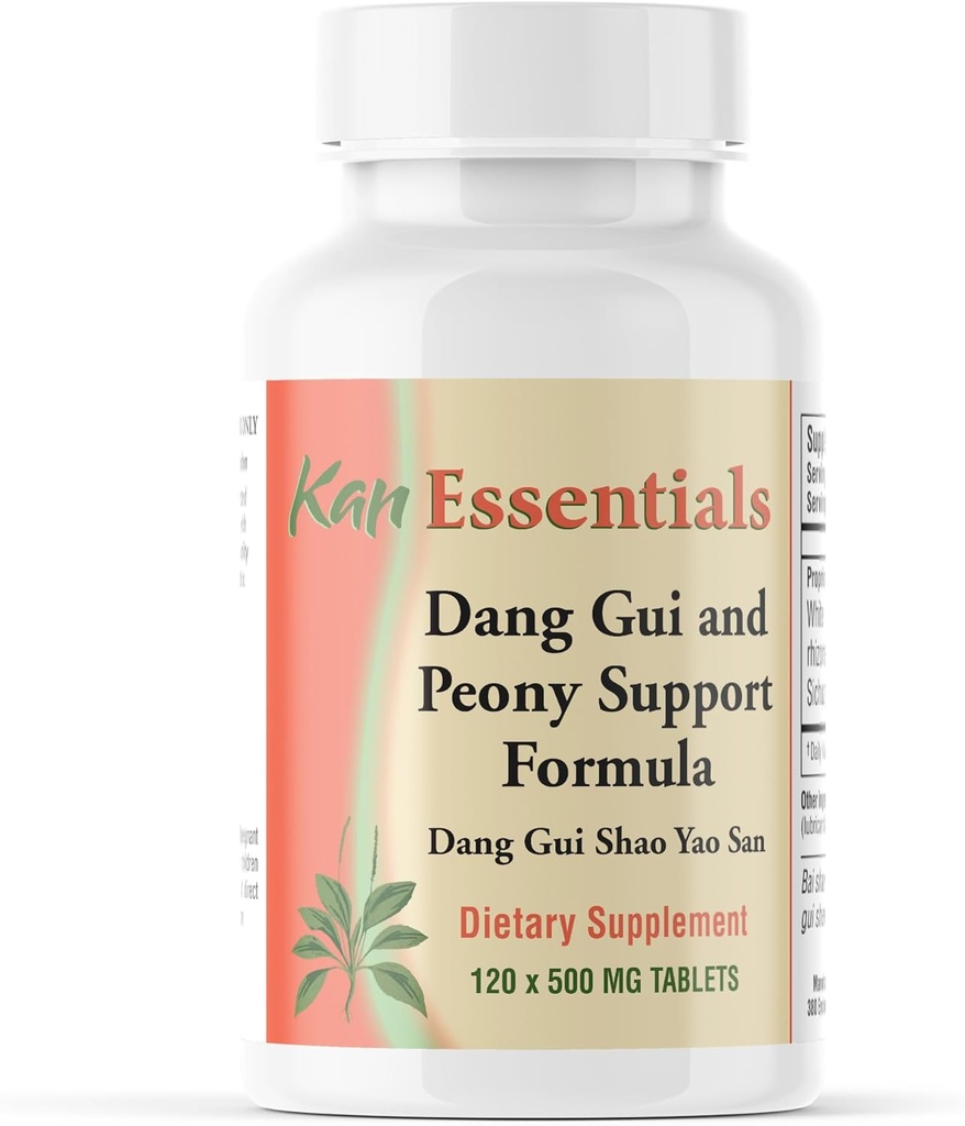 Kan Herb Essentials Dang Gui et Peony Support – Mélange traditionnel chinois à base de plantes pour chiens et chats pour soutenir la santé de la peau, la digestion, l'humeur et l'équilibre des fluides, supplément à base de plantes pour animaux de compagnie, 120 comprimés