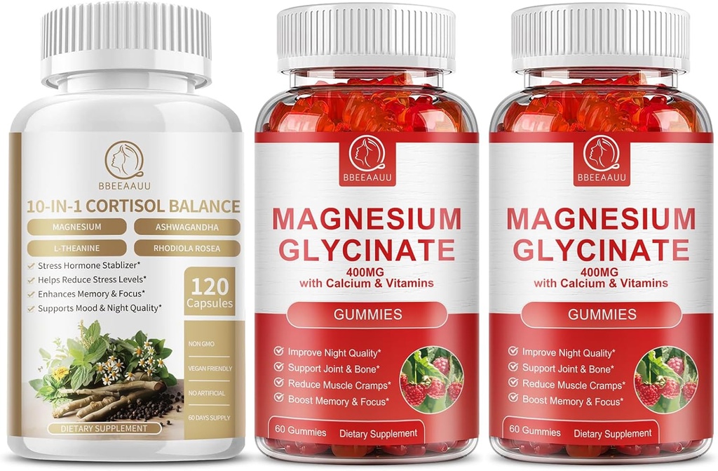 Capsules de supplément de cortisol et gommes de supplément de magnésium