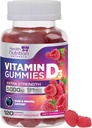 Vitamine D3 Gommies 5000 UI (125 mcg) - Soutien triple force osseuse et immunitaire, supplément alimentaire de vitamine D Gommy, supplément de vitamine D au Berry de la nature, aromatisé aux framboises, non-OGM - 120 Gommies