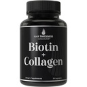 Supplément Biotine et Collagène – 10 000 mcg Biotine + Collagène Bovin pour Cheveux Fins et Brillants. Complexe de vitamines 2-en-1 avancé. Soutient la croissance des cheveux, plus saine pour les femmes, les hommes