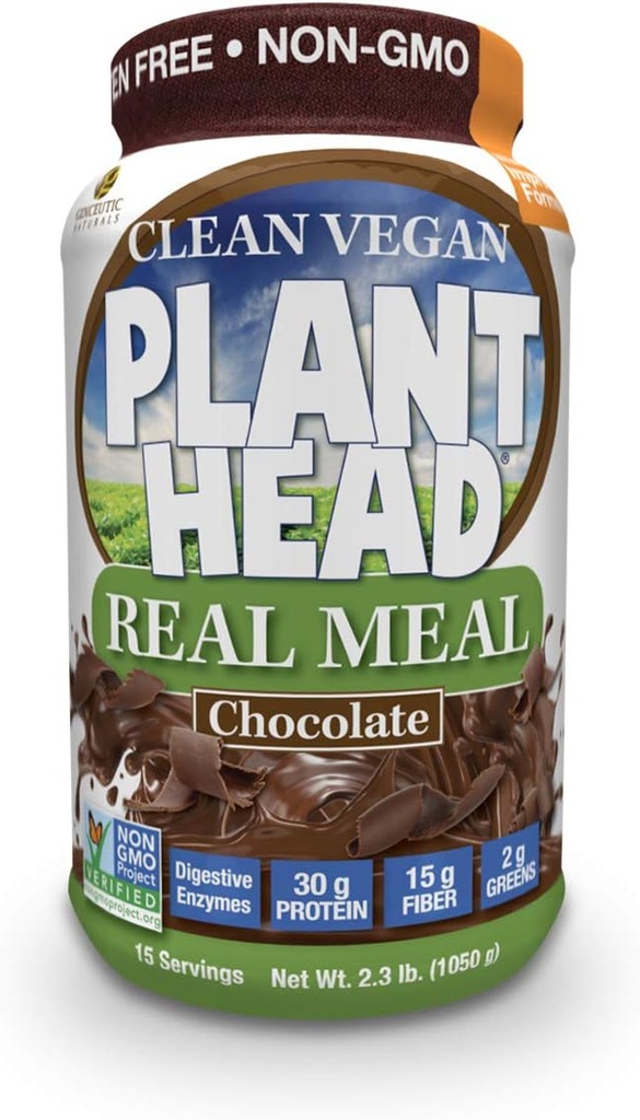 Genceutic Naturals Plant Head Real repas supplément alimentaire, chocolat, 2,3 livres