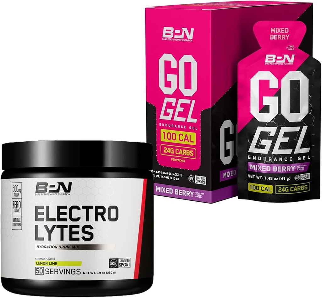 BARE PERFORMANCE NUTRIITION BPN Electrolytes boisson d'hydratation Mix & Go Gel Gel d'endurance Mélange de baies
