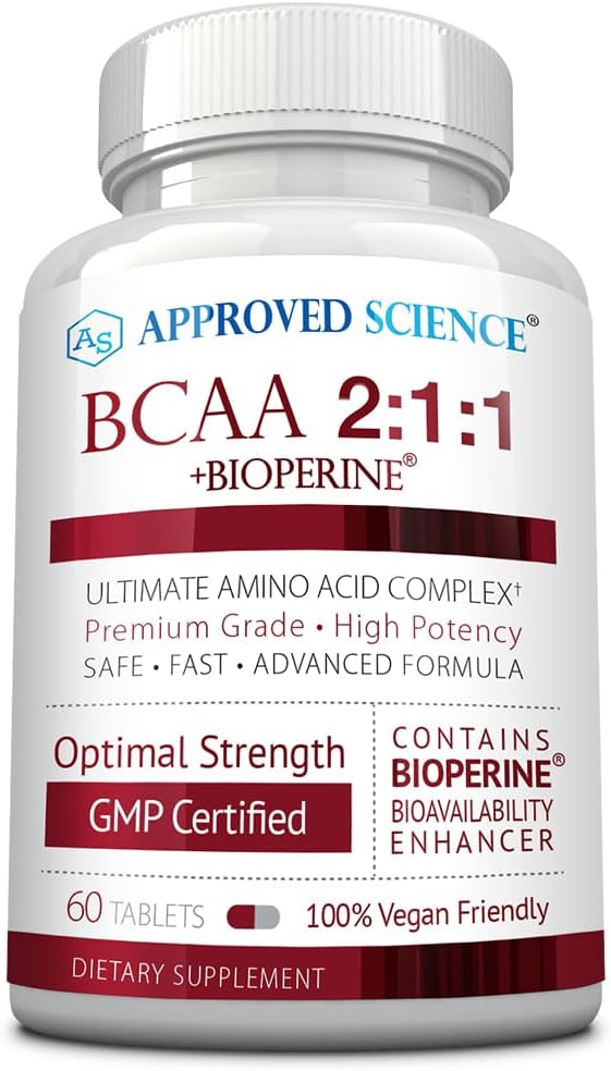 Science approuvée BCAA Supplément - 60 comprimés - 2400mg - Augmenter la performance et améliorer le développement musculaire - L-Leucine, L-Isoleucine, L-Valine - Fabriqué aux États-Unis, Non-OGM