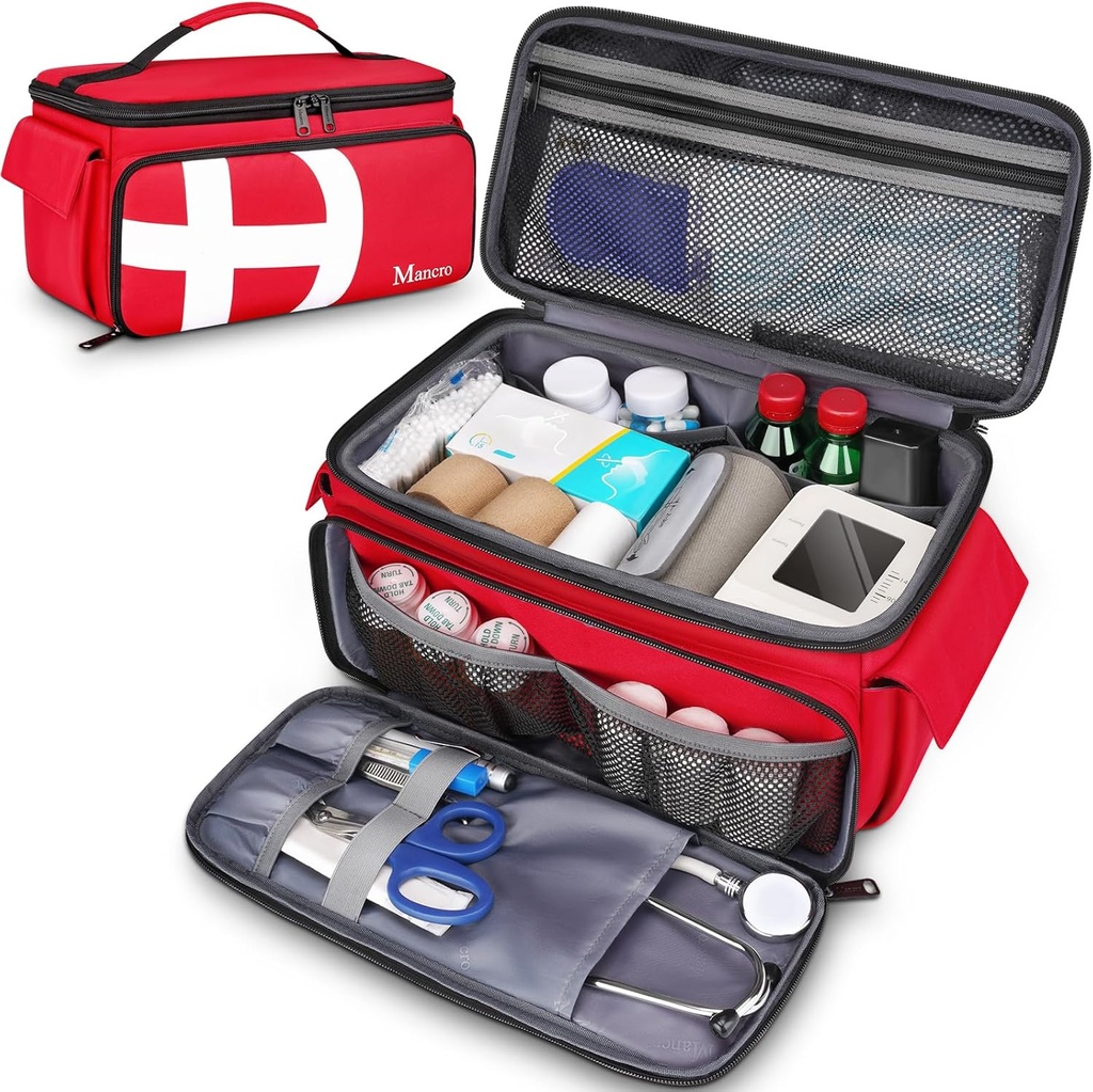 Sacs de premiers soins vides Mancro, Sac de voyage médical avec plusieurs poches, Organisateur de bouteilles de pilules pour le voyage, stockage à domicile, Sac trauma pour EMT, Infirmières, Docteur, Sac d'urgence pour la médecine, Fournitures médicales