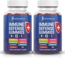 8 en 1 supplément de booster de défense immunitaire Gommies avec racine d'Astragalus, vitamine C et zinc, vitamine D3, Elderberry et Quercetin (2 pack)