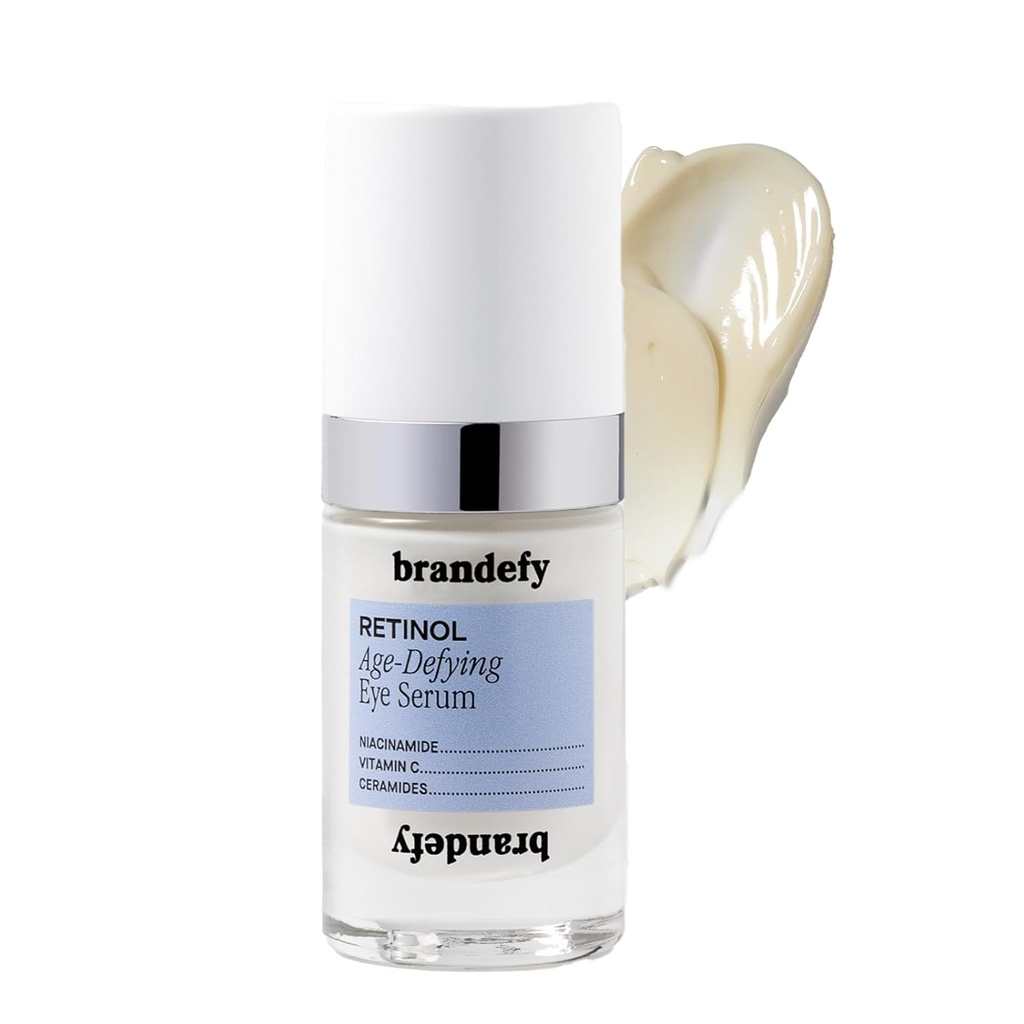Retinol Brandefy + Sérum Oeil Anti-Aging Niacinamide - Crème sous les yeux pour les cernes et rides foncées - Peptide, caféine, vitamine C E Crème Oeil - Fabriqué aux États-Unis (O.5 Oz)