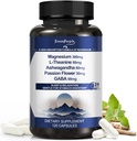 GREENPEOPLE Triple Magnésium Complex de 300mg Supplément de magnésium pour le sommeil de 8-en-1 Formule avec/Ashwagandha/L-Theanine/GABA Soutien reposant pour les hommes et les femmes - Vegan, haute absorption - 120 CT