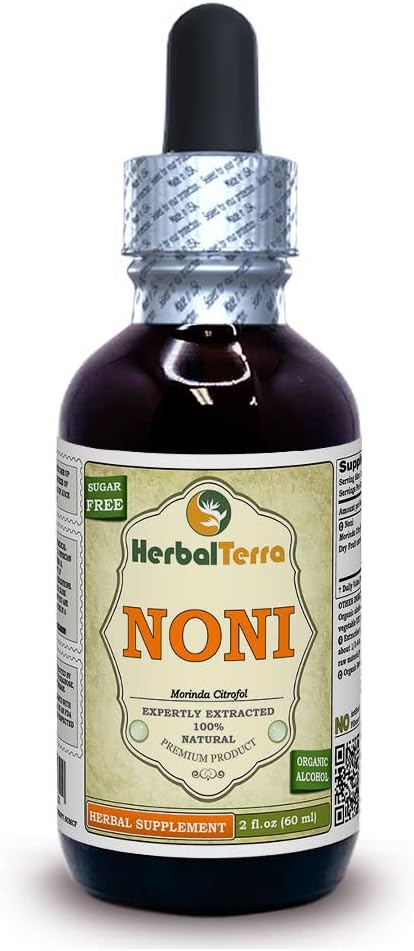 Herbal Terra LLC Noni (Morinda Citrofol) Teinture, Fruits séchés organiques Extrait liquide 2 oz