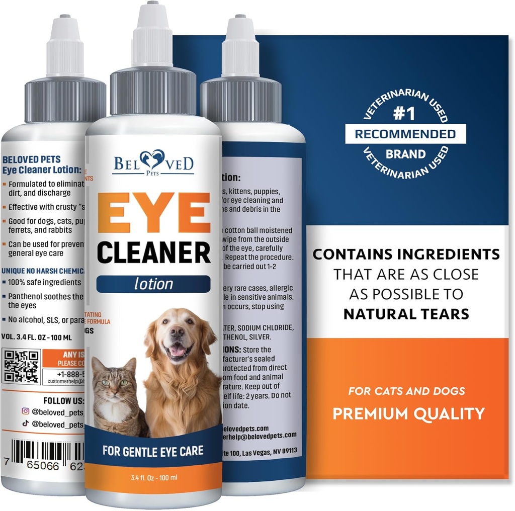 All Pets Eye Wash Drops for Relieve Pink Eye, Allergies Symptoms, Infections & Runny, Dry Eyes - Pain-Free Treatment Helps Prevent Abrasions, Irritations & Conjunctivitis
