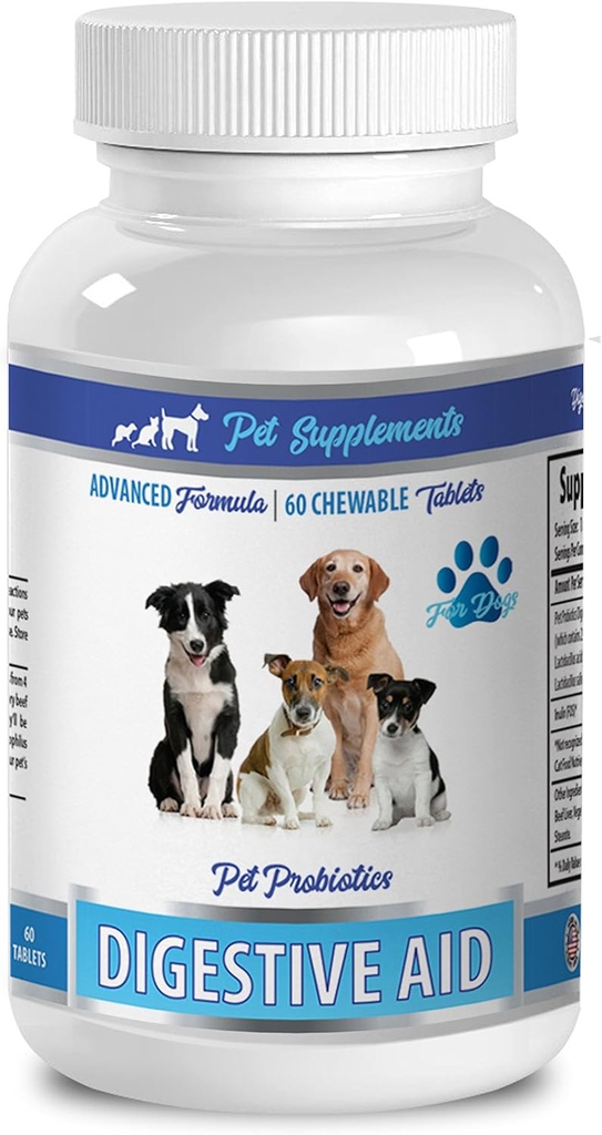 Mâches de mauvaise haleine de chien - PROBIOTIQUES D'AIDE DIGESTIVE DE DOG - APPROCHE NATURELLE - SOLUTION À LA BAITE ET AU GAZ - DIARRHEA DE COUNTRE - probiotiques de chien - 1 bouteille (60 traités)
