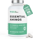 Acides aminés essentiels - 300 comprimés faciles à avaler / 60 portions - Tous les 9 acides aminés AEA avec tous les 3 BCAA's Plus 6 AAE supplémentaires pour construire et réparer le muscle, 5-10g par portion, haut à Leucine et végétalien