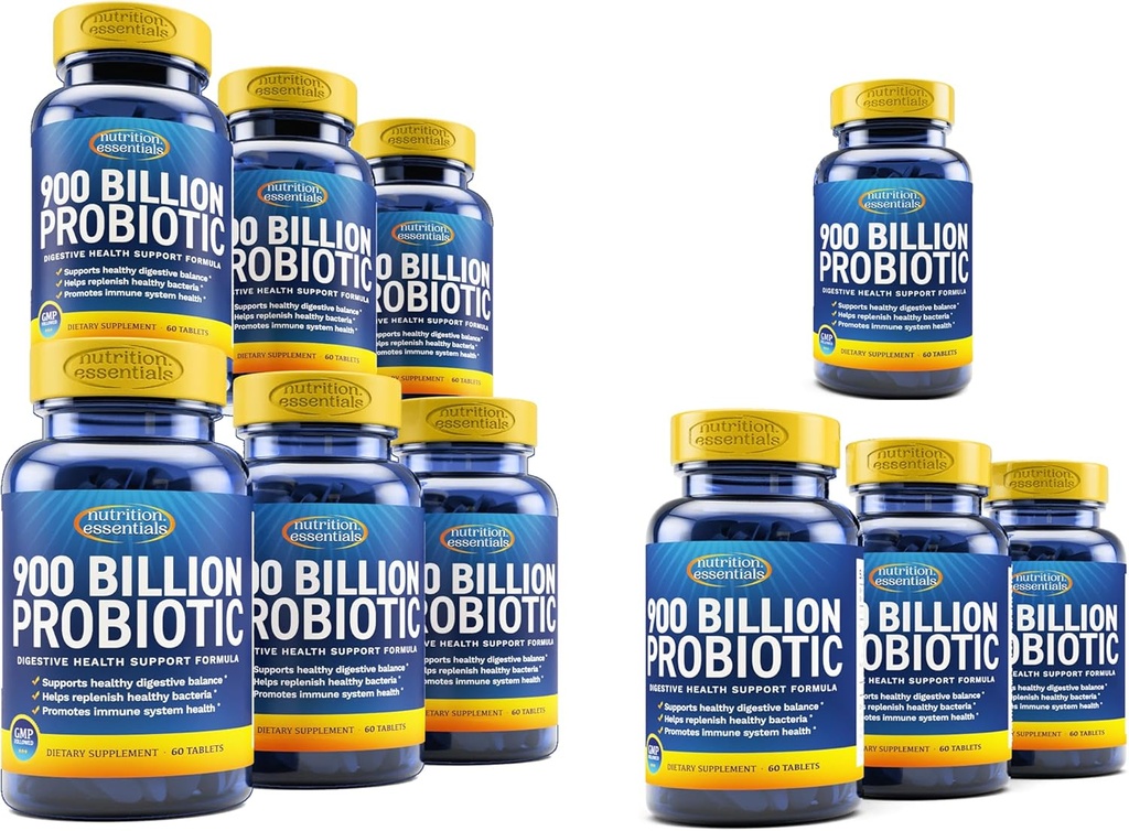 Nutrition Essentiels 10 mois d'approvisionnement probiotiques pour les femmes et les hommes - Probiotiques santé digestive - 62% Plus stable probiotique pour Gut Health Support - États-Unis Formula Vegan Probiotiques Formula Prebiotique Blend