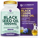 PurePremium Black Seed Oil 500mg - Bio Nigella Sativa Seeds, Cold Pressed Black Cumin Oil Extract - Supplément cheveux/peau pour hommes / femmes pack de 90 capsules